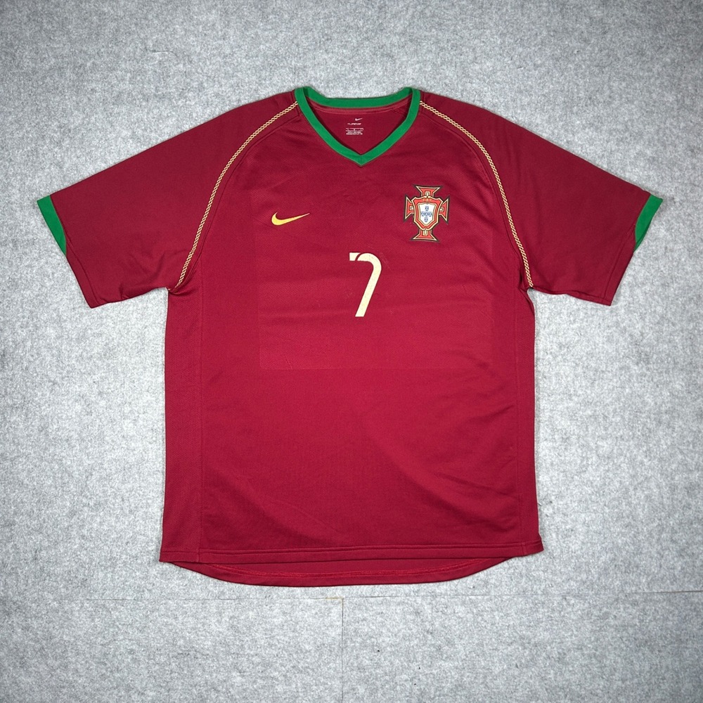 Nike Portugal Soccer Jersey Mens Large Red Figo 7 Luis Figo National Team Kit
